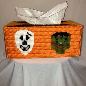 Halloween Ghost Pumpkin Bat Tissue Box Cover NEW